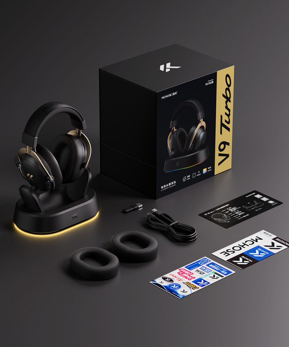 MCHOSE V9 Turbo Wireless Gaming Headset 3 Modes Connection Wired 2.4g ...