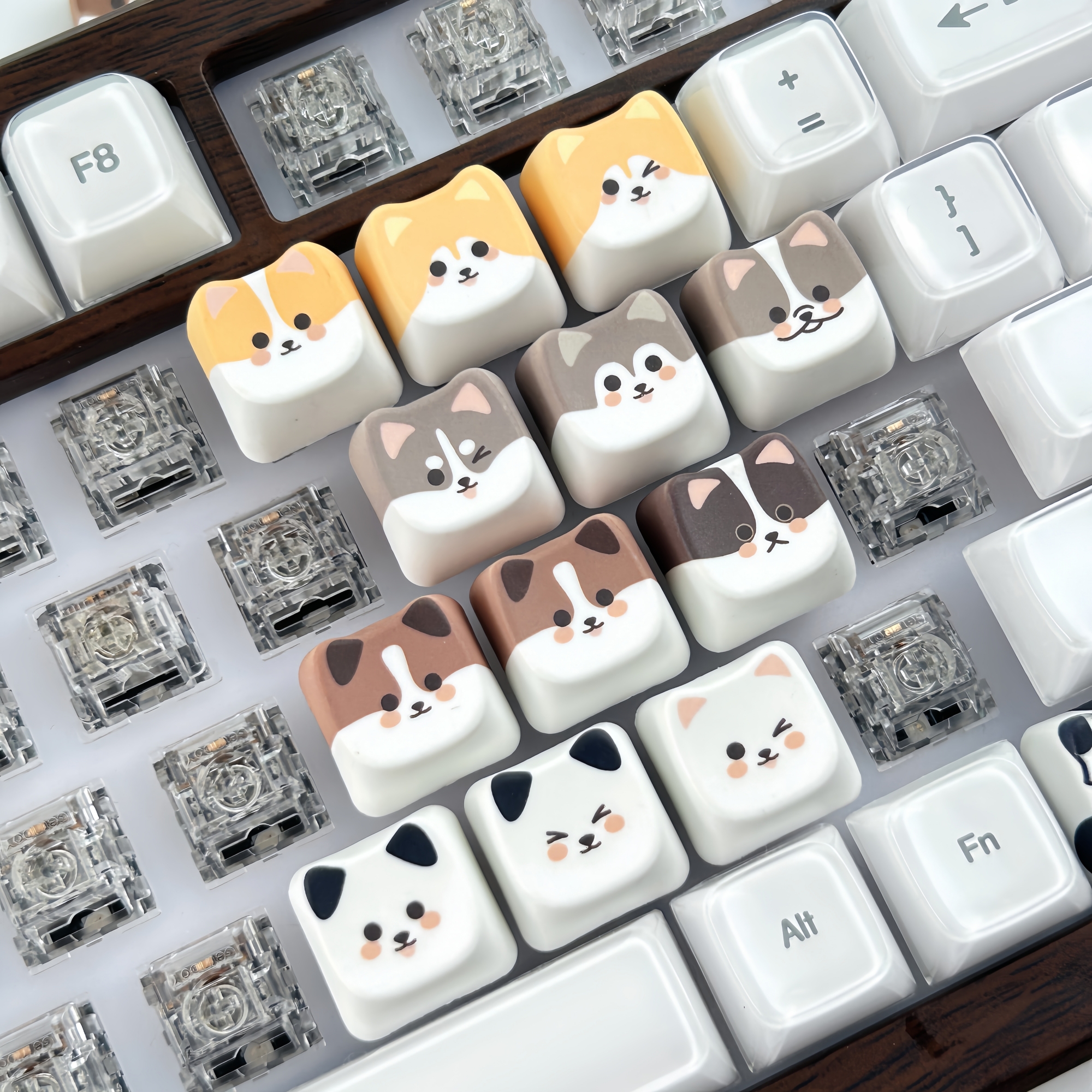 MAIMOOO Cat Family Keycaps MAO Profile Personalized Cute Kitten Keycaps ...