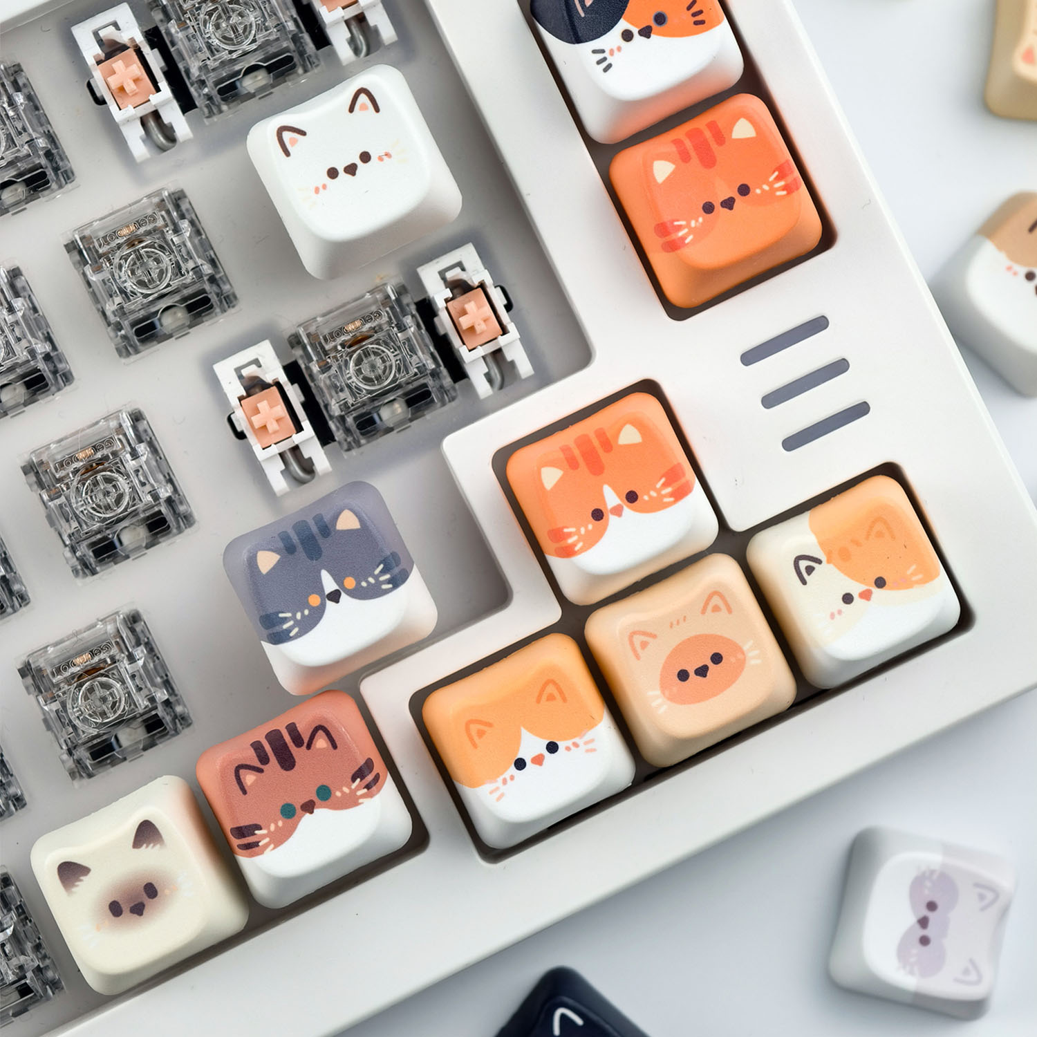 MAIMOOO Cat Family Keycaps MAO Profile Personalized Cute Kitten Keycaps ...
