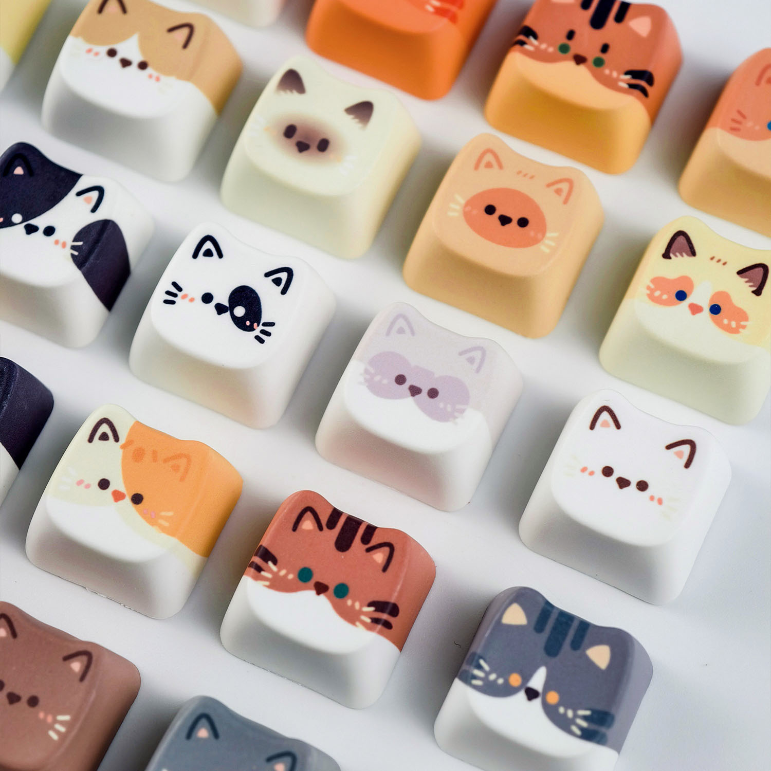 MAIMOOO Cat Family Keycaps MAO Profile Personalized Cute Kitten Keycaps ...