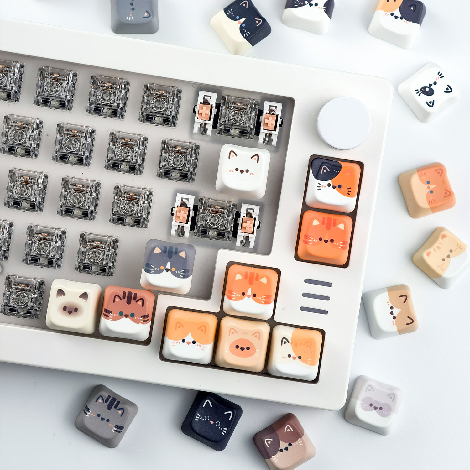 MAIMOOO Cat Family Keycaps MAO Profile Personalized Cute Kitten Keycaps ...