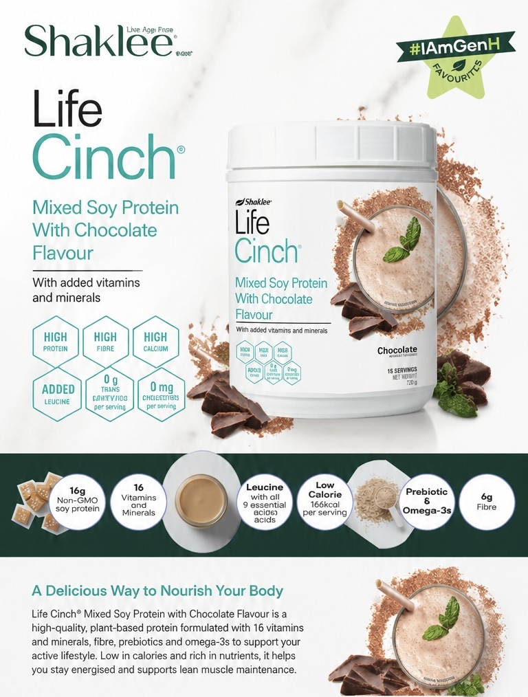 Shaklee Life Cinch Chocolate Shake 720g High Protein Meal Replacement ...