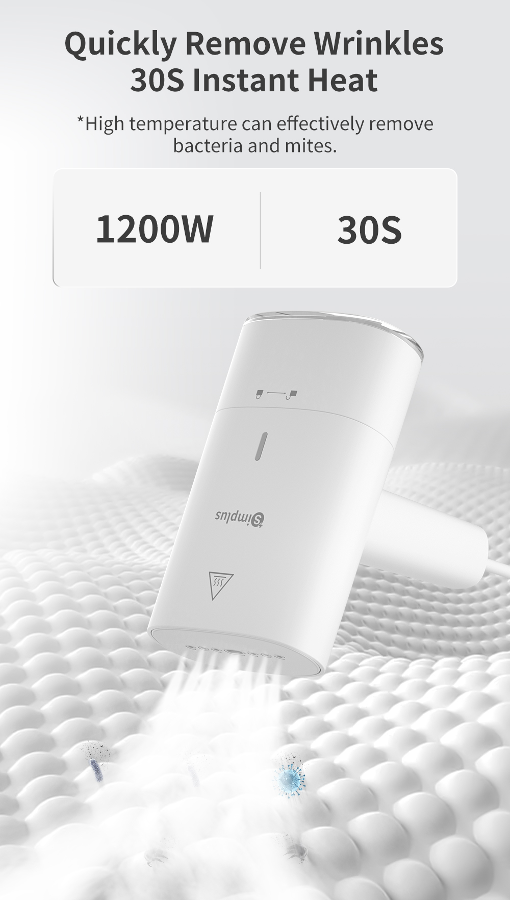 Simplus Garment Steamer丨1200W Power丨 22g/min Steam Output丨170ml Water ...