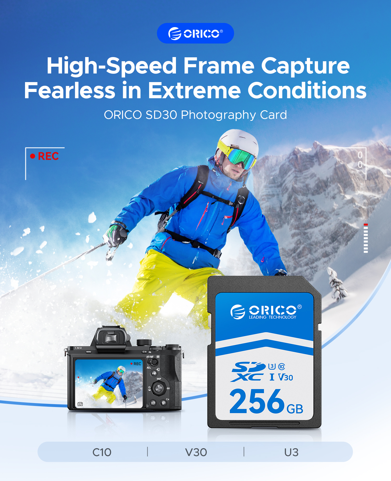 ORICO 32GB 128GB SD Card V30 4K Full HD 90MB/s SDXC Memory Card for ...