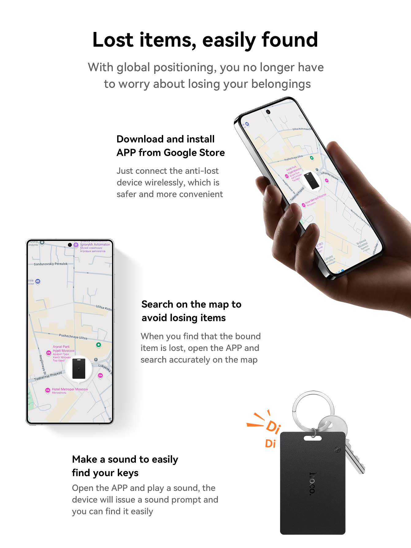 【For Android】HOCO E97A Card Type Smart Tag Intelligent Positioning Anti ...