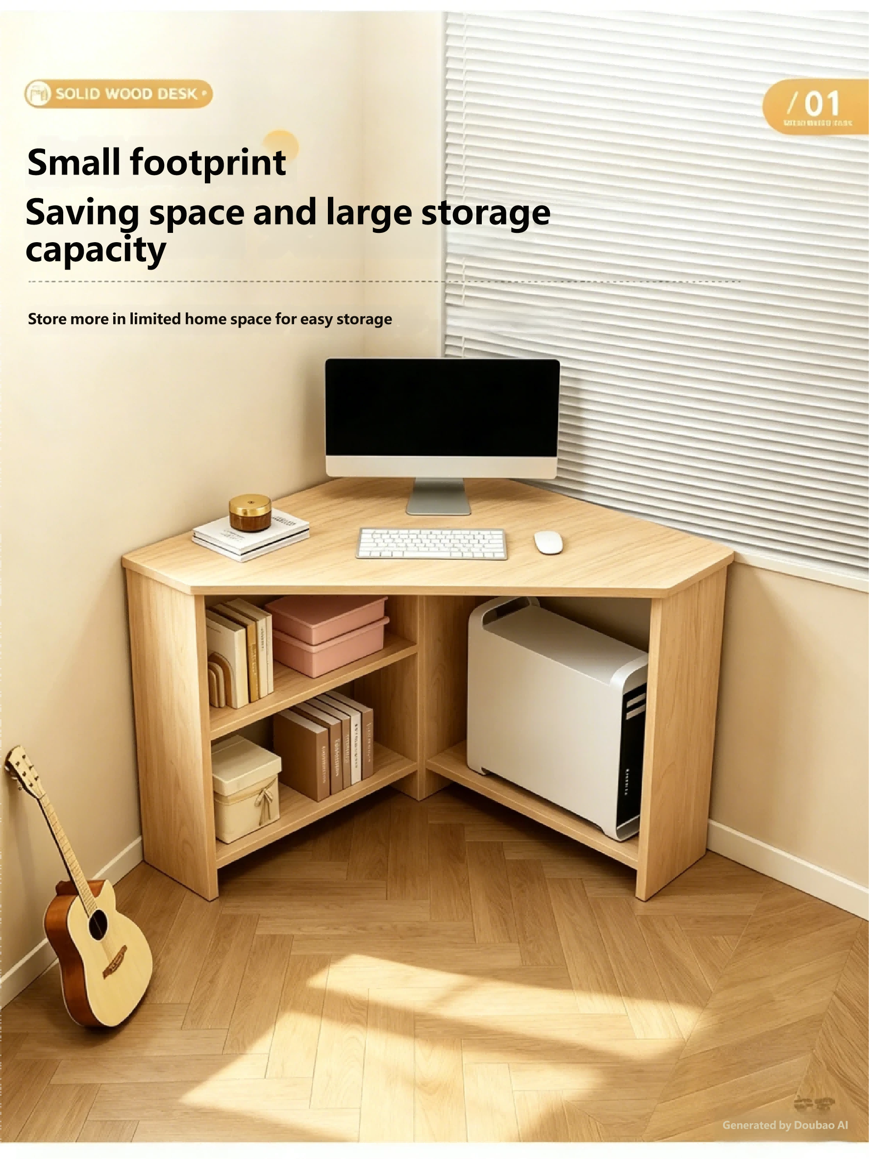 Wooden Triangle Corner Table Computer Table Simple Writing Desk Study ...