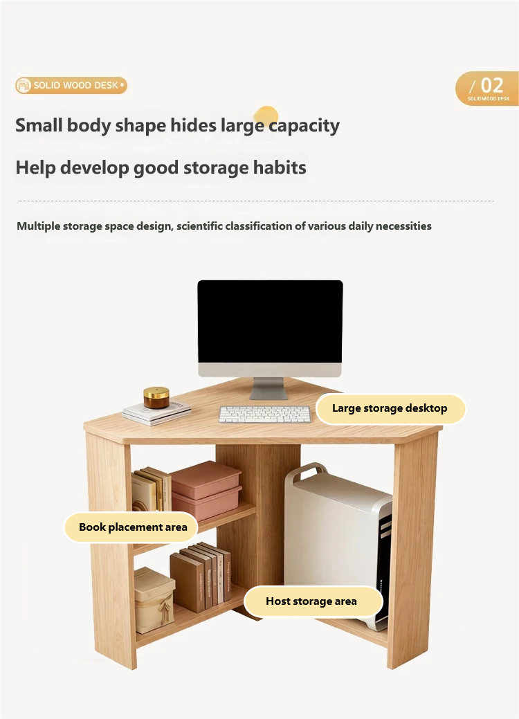 Wooden Triangle Corner Table Computer Table Simple Writing Desk Study ...