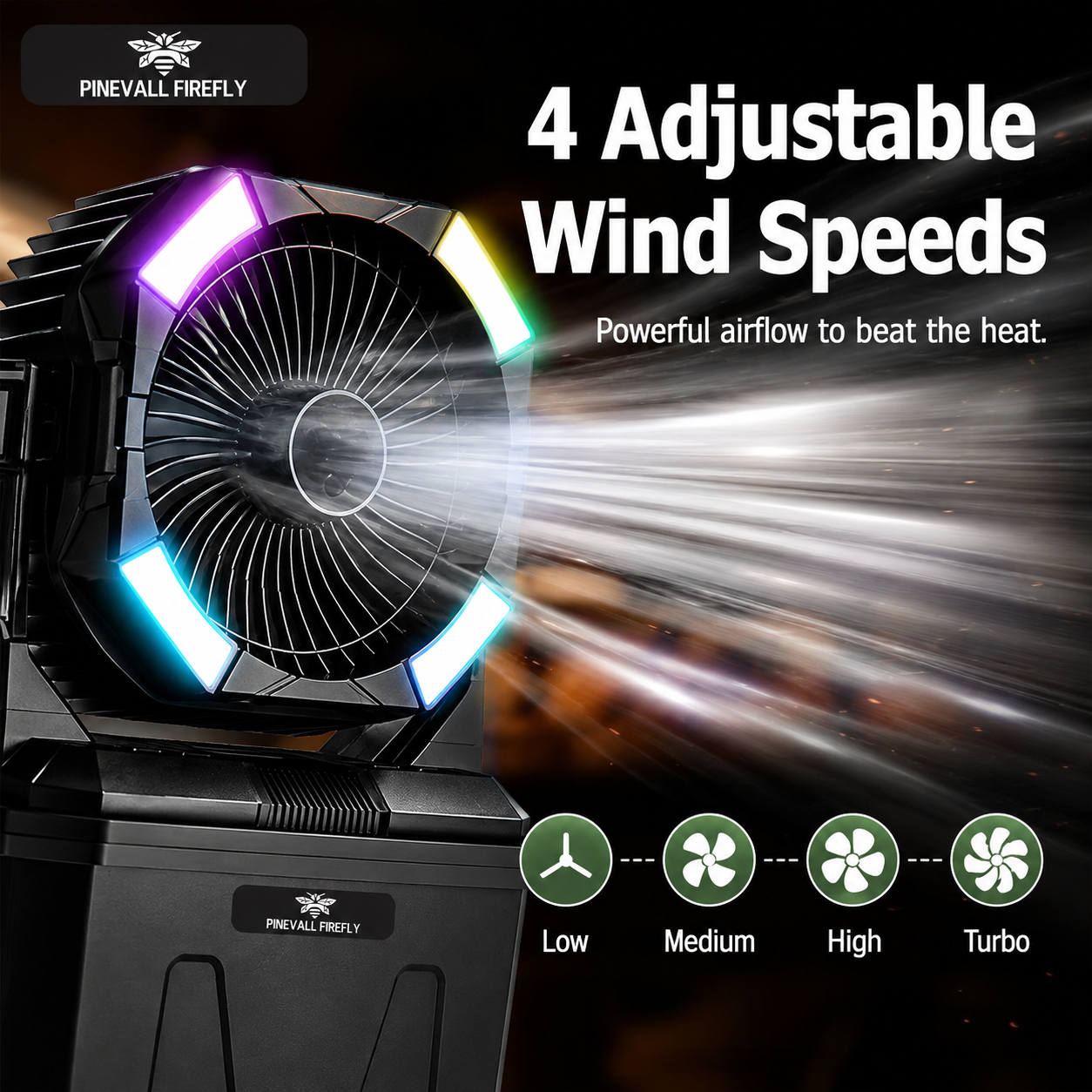 PINEVALL FIREFLY Camping mist fan 20000MAH portable cooling bucket fan ...