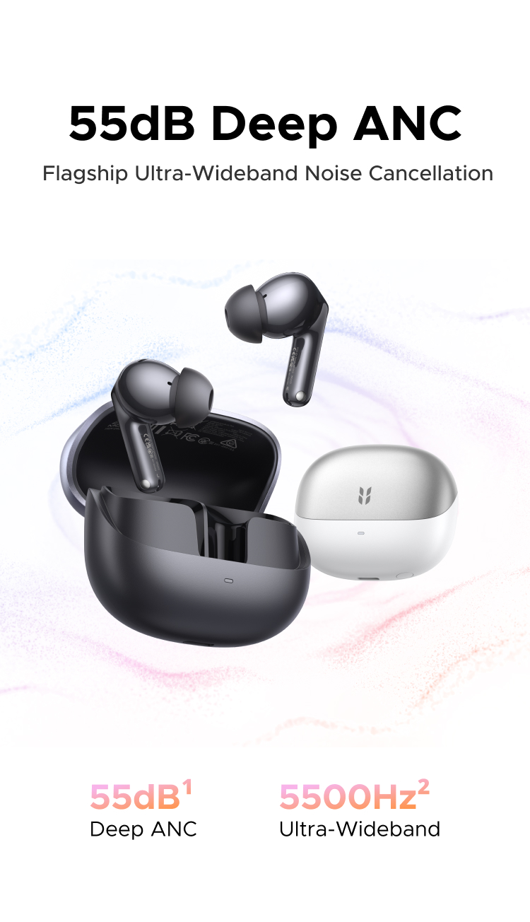 UGREEN EchoBuds Plus Earbuds 55dB Adaptive ANC 50H Playback Headsets 6 ...
