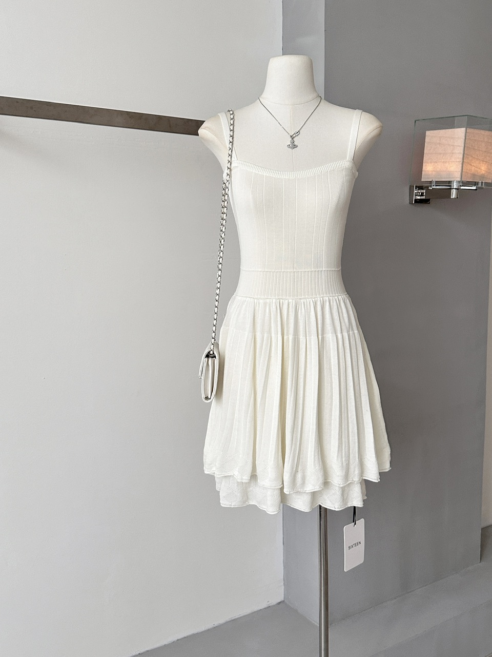 Simple Solid Color Stretch Narrow Waist Knit Sleeveless Dress 102857 ...