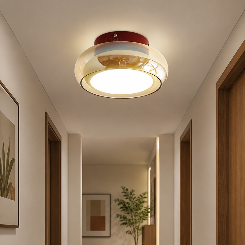 Lampu Siling Mid‑century Bauhaus Style Glass Ceiling Light, Semi Flush ...