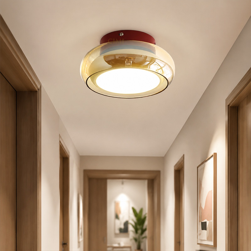 Lampu Siling Mid‑century Bauhaus Style Glass Ceiling Light, Semi Flush ...