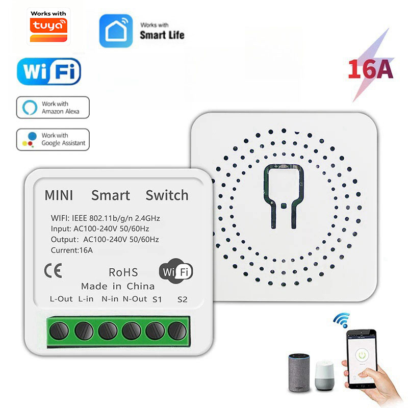 AXUS Mini 16A WiFi Switch Smart Life App 2-Way Control Smart Home ...