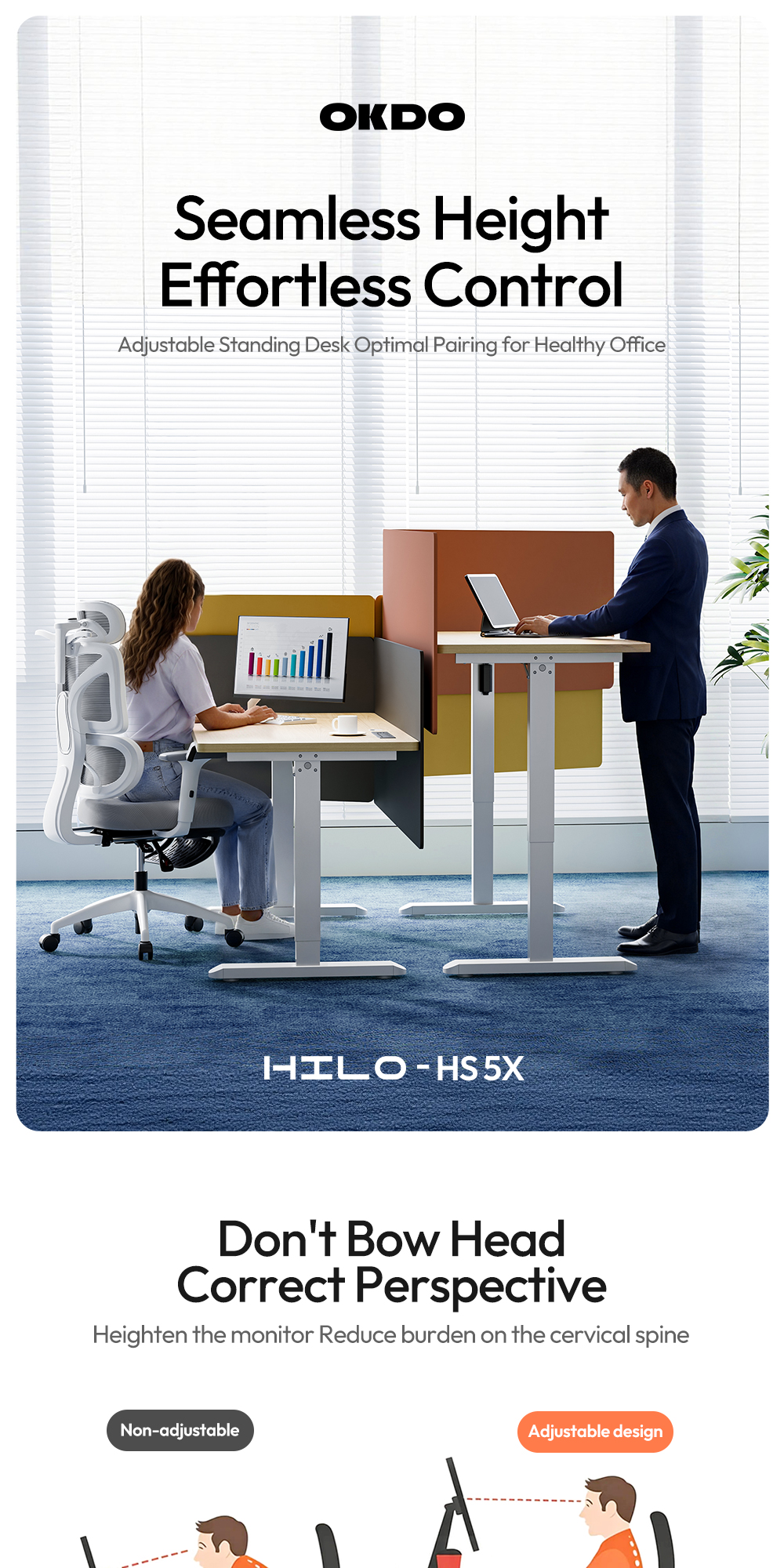 OKDO Electric Height Adjustable Table Gaming Office Computer Desk Home ...