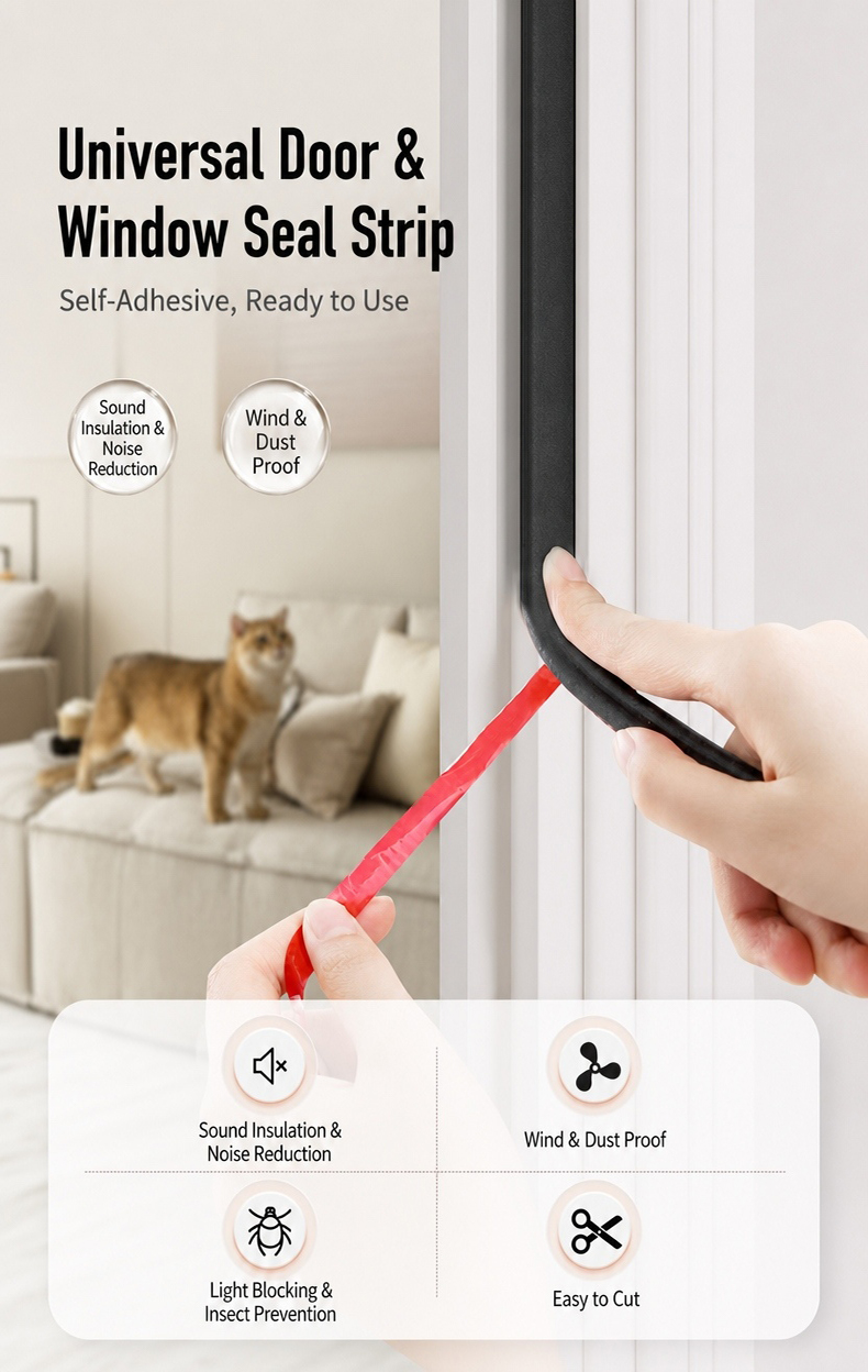 6/12/18M Rubber Door Seal Strip Waterproof Soundproof Dustproof Weather ...
