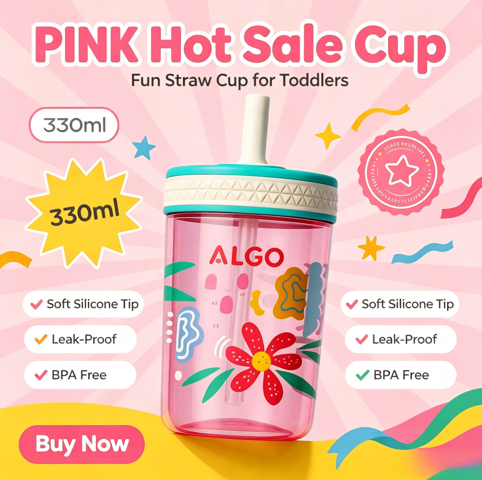 Baby Straw Sippy Cup 330ml | Cawan Minum Kanak‑kanak Anti Bocor ...