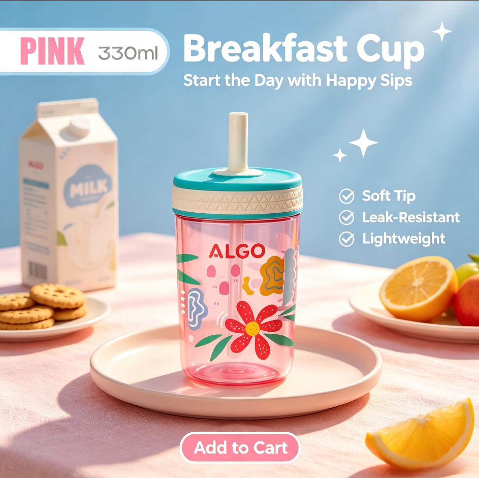 Baby Straw Sippy Cup 330ml | Cawan Minum Kanak‑kanak Anti Bocor ...