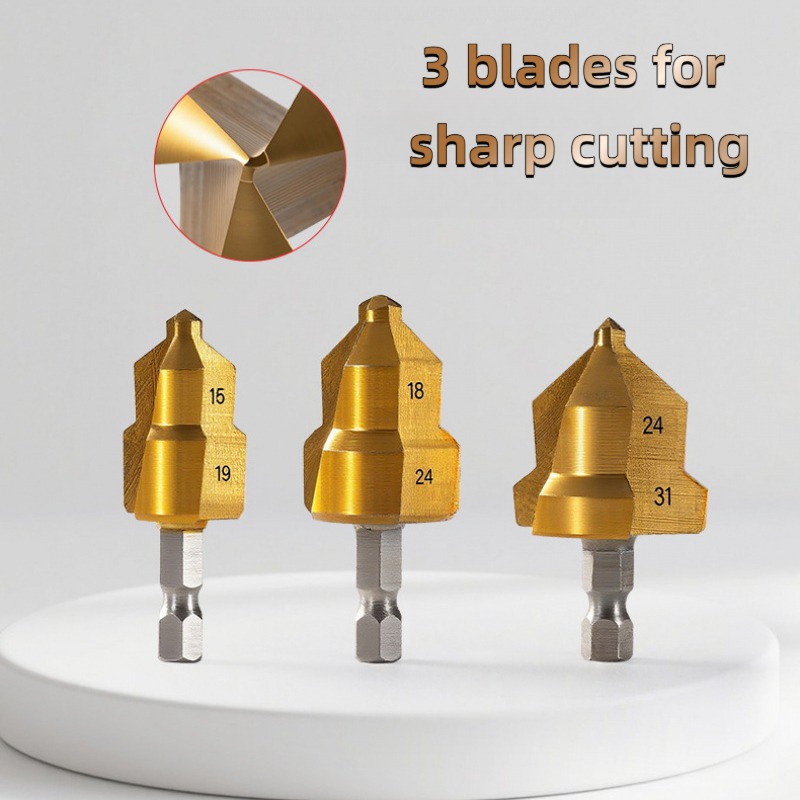 3 Blades Step Drill Bit for DN15/20/25 (1/2,3/4,1 inch) PPR PVC Water ...