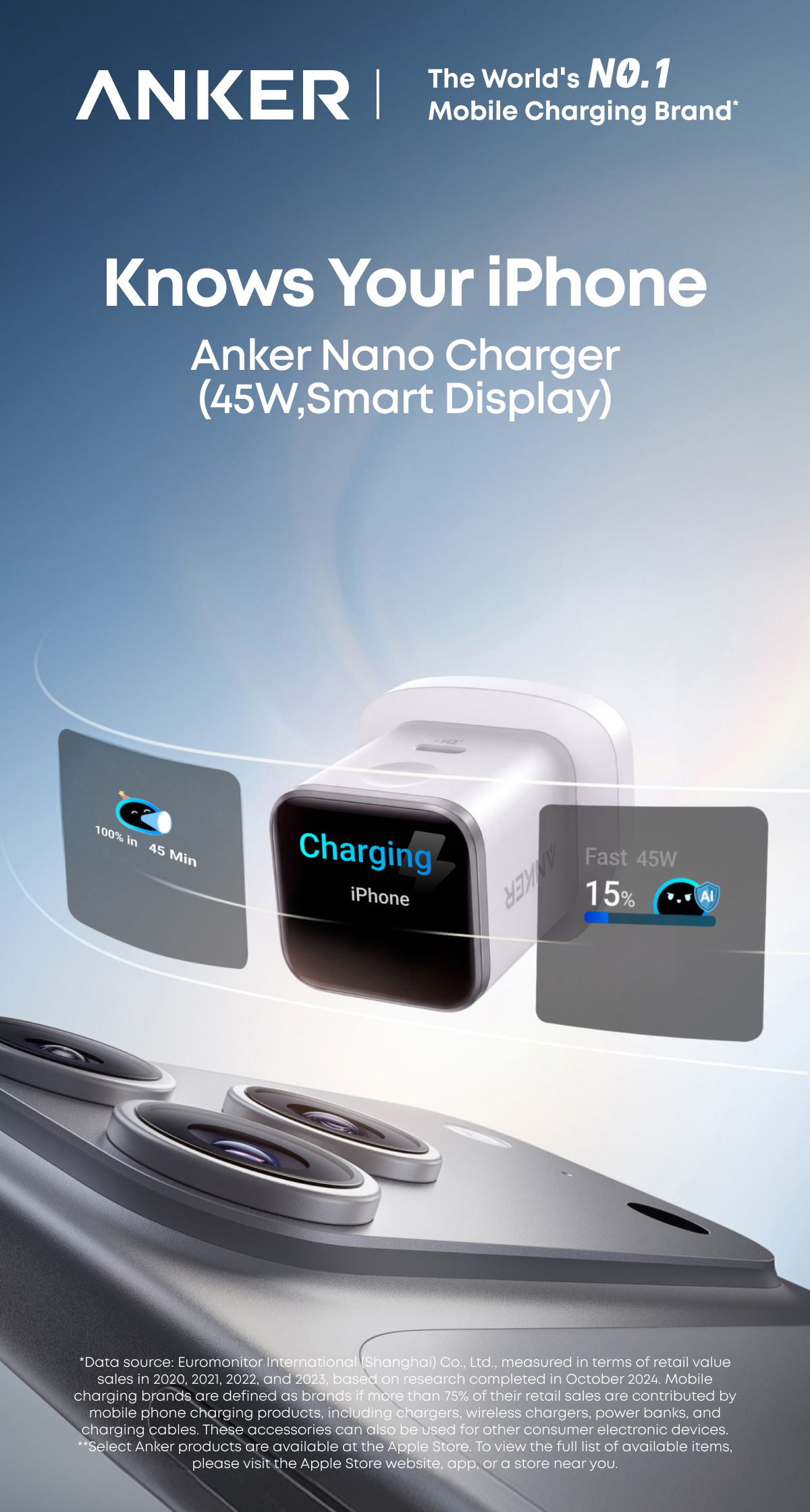Anker Nano USB C Wall Charger, 45W Fast Charging Smart Display Charger ...