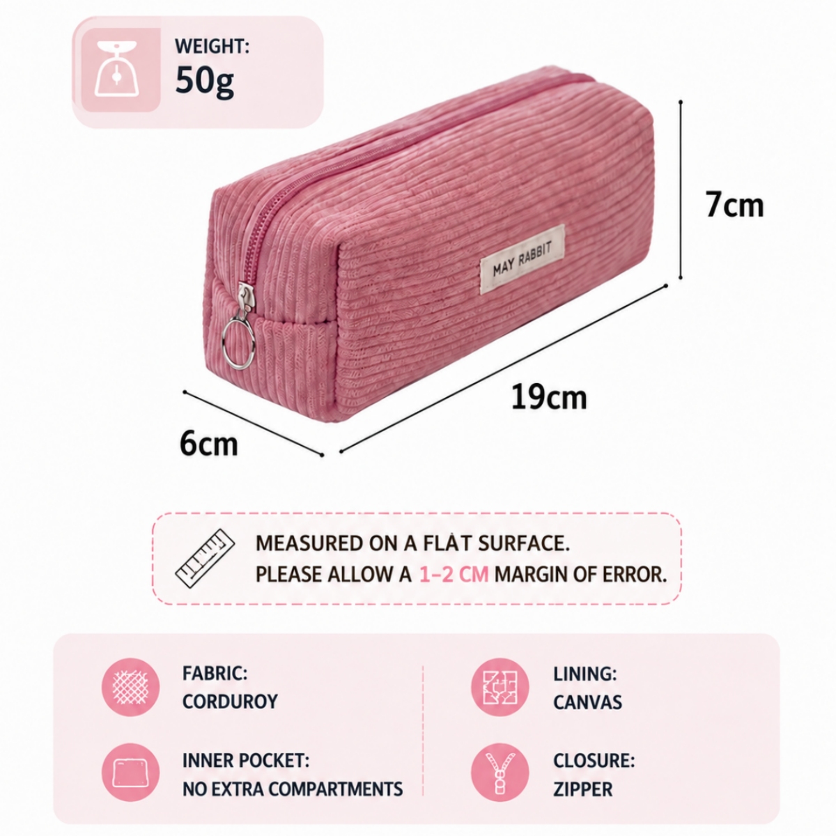 Corduroy Pencil Case Large Capacity Pencil Pouch Cute Student ...