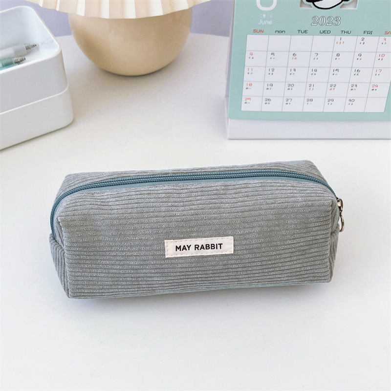 Corduroy Pencil Case Large Capacity Pencil Pouch Cute Student ...
