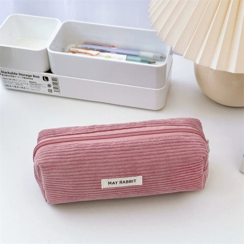 Corduroy Pencil Case Large Capacity Pencil Pouch Cute Student ...