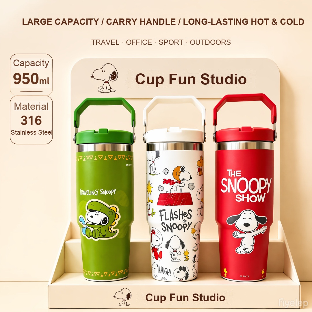 Snoopy Tumbler,Portable Tumbler with handle,Cute Cartoon Tumbler 900ml ...