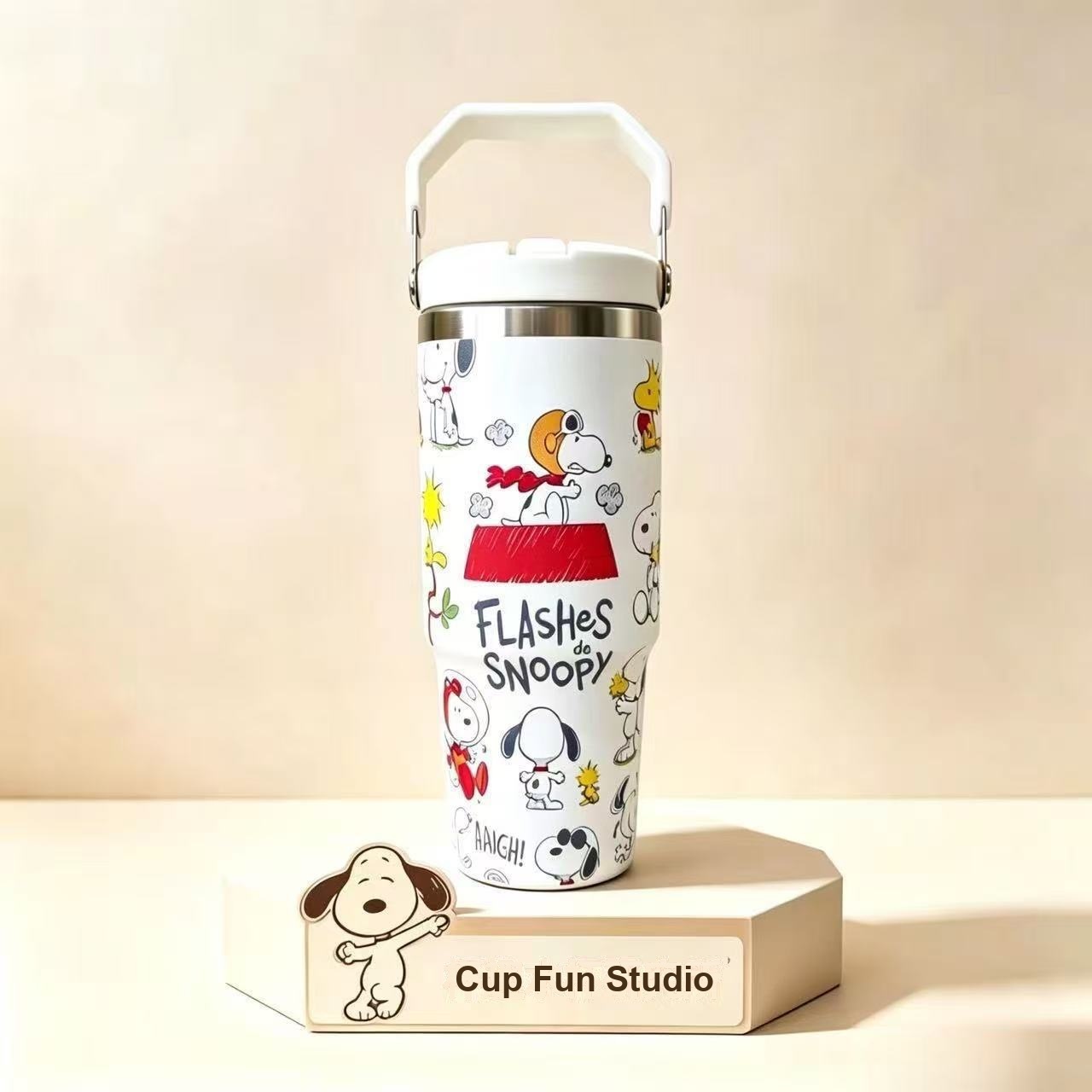 Snoopy Tumbler,Portable Tumbler with handle,Cute Cartoon Tumbler 900ml ...