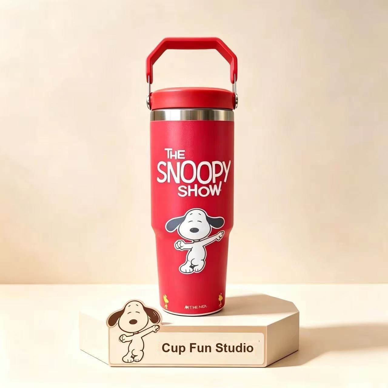 Snoopy Tumbler,Portable Tumbler with handle,Cute Cartoon Tumbler 900ml ...