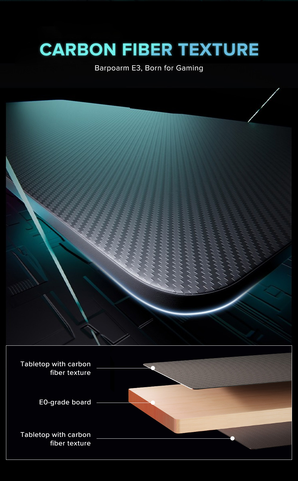 Bapoarm E3 Meja Belajar Electric Gaming Desk 15mm Solid Wood Top Smart ...