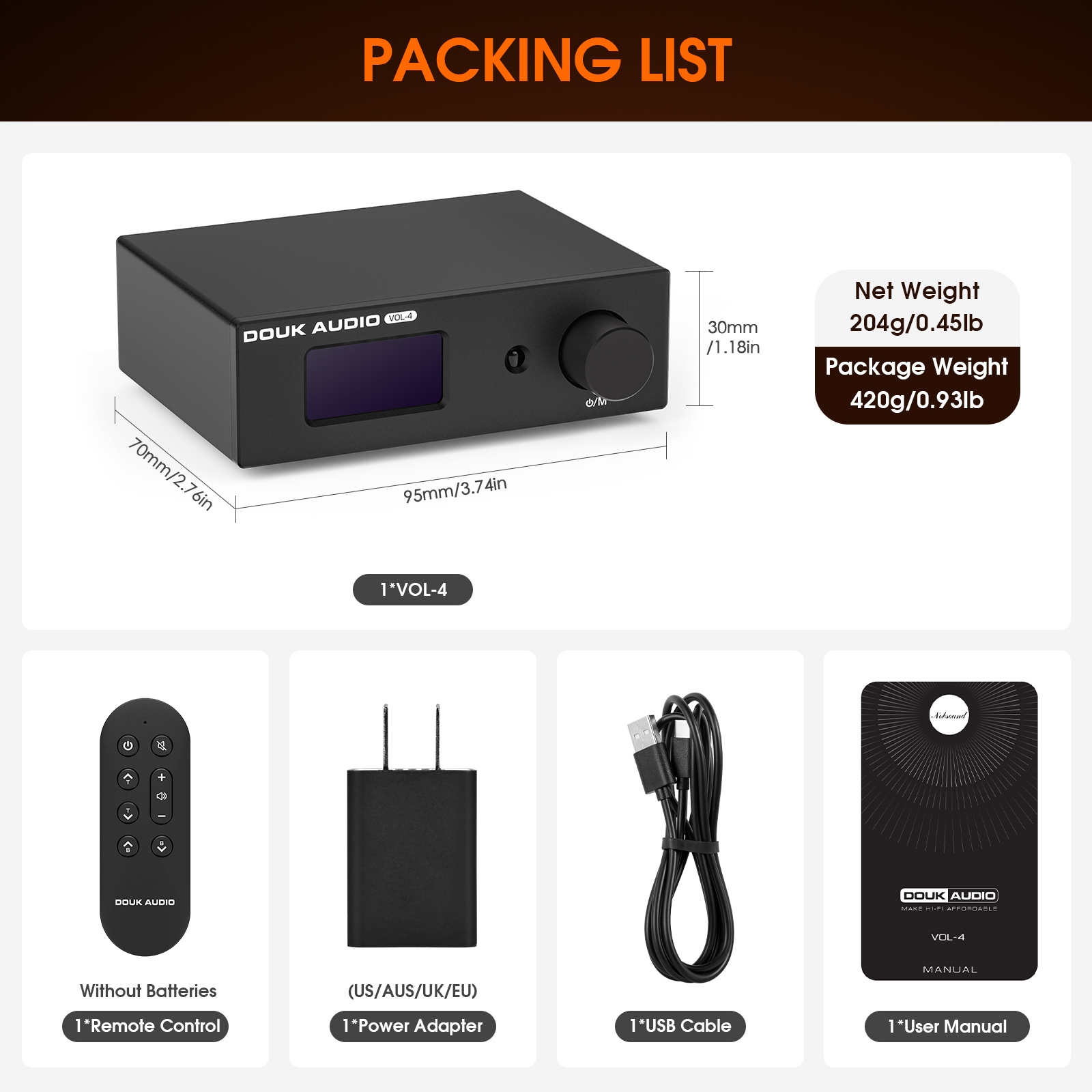 Douk Audio VOL 4 HiFi Preamplifier Stereo Volume Controller with Remote ...