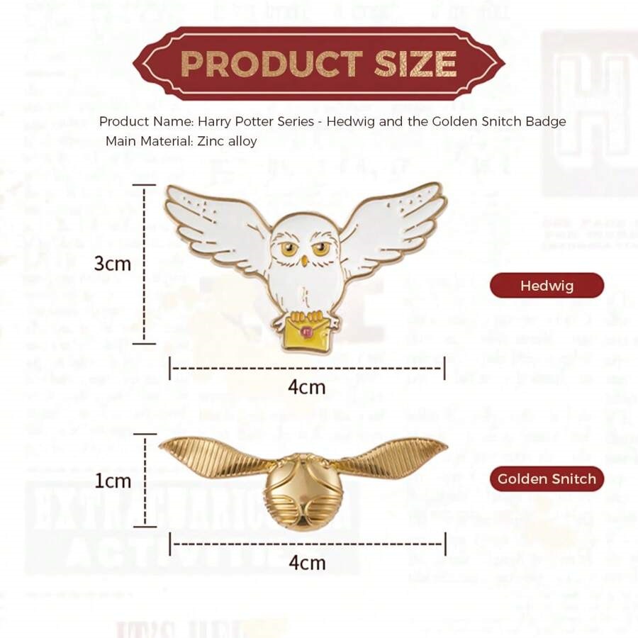 MINISO Harry Potter Series Hedwig & Golden Snitch Enamel Pin, 1.82 × 3. ...