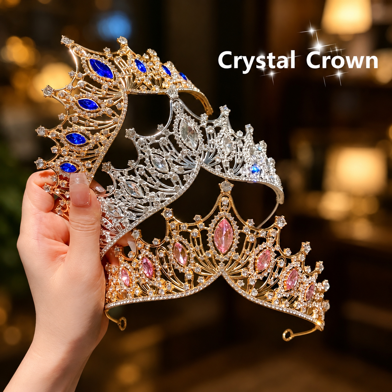 Princess Crystal Crown Tiara for Women Girls Silver Wedding Headpiece ...