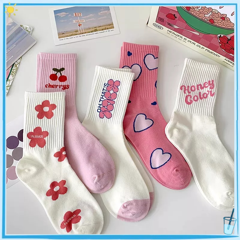 [READY STOCK]Pink socks women summer style ins tide absorbent cute ...