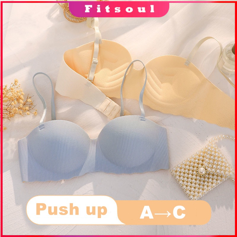 Girl's Bra Thin Cup Solid Color Gathering Comfortable Bra Student Small  Chest Seamless Girl's Underwear Without