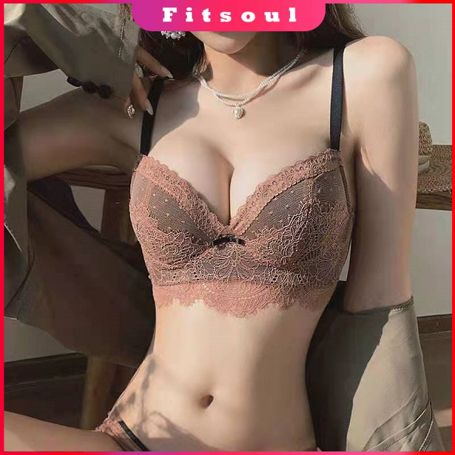 Lace bra women small chest gathered no steel ring lingerie anti