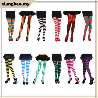 4PCS Christmas Striped Tights Red Green High Stocking Full Length
