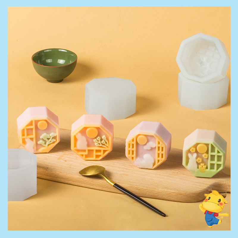 be> Mooncake Moulds MidAutumn Themed Silicone Pudding Molds Dessert