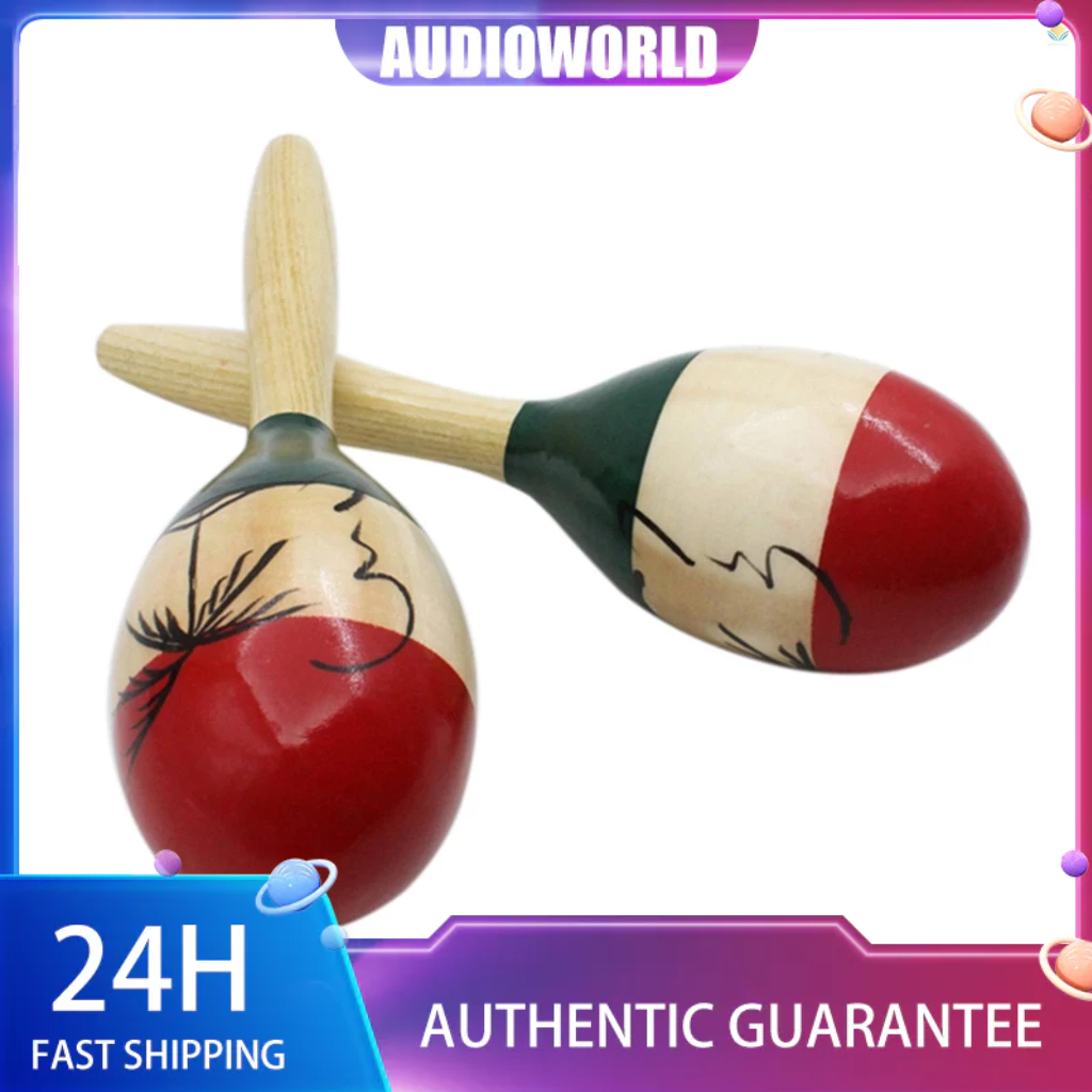 (audioworld)Pair of Wooden Large Maracas Rumba Shakers Rattles Sand ...