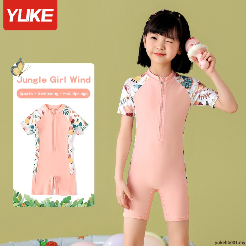 YUKE Kids Swimwear 2023 New Girls One Piece Sunscreen Swimsuit