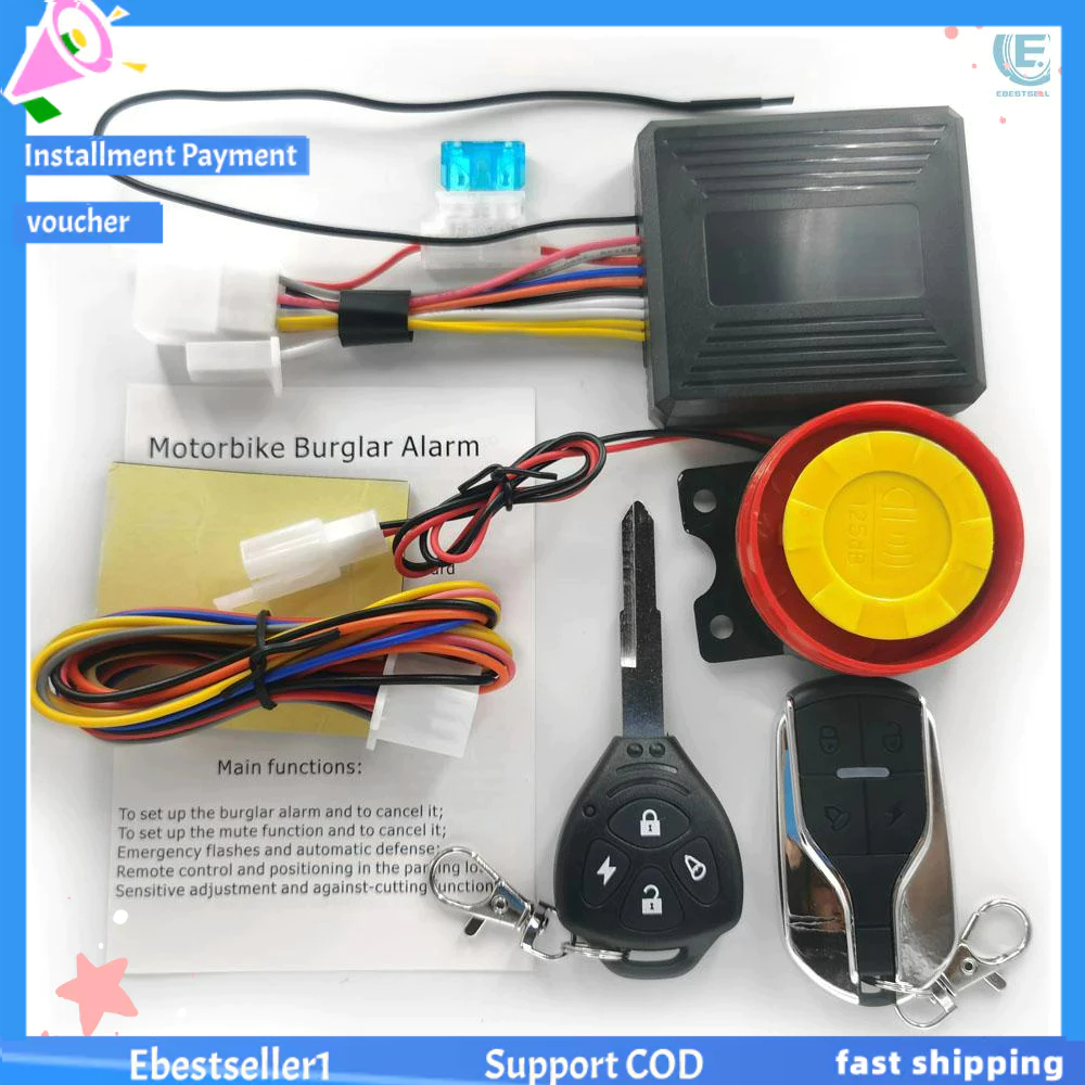 Motorcycle Anti-Theft Alarm System Wireless Remote Engine Starter Stop ...