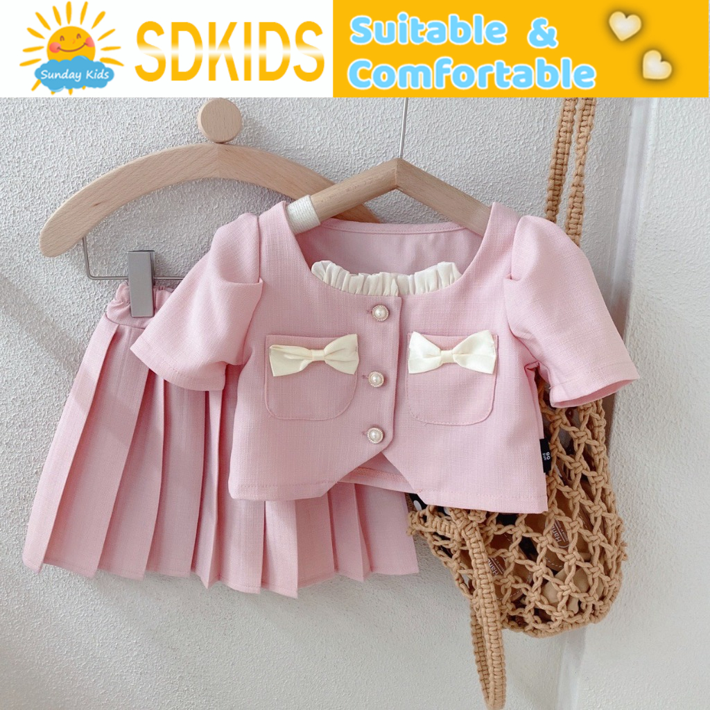 Spring/Summer Girls' Clothing Small Fragrant Wind Bow Short sleeved and ...
