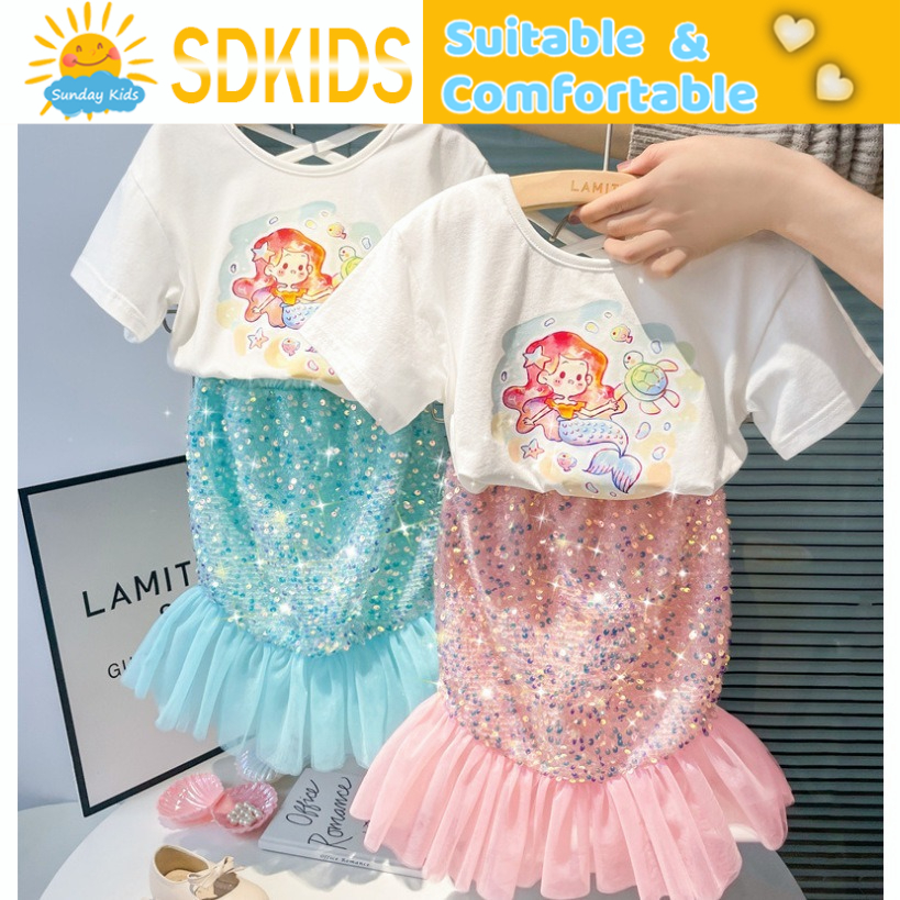 Girls Mermaid Dress Set With Shimmering Glitter And Stunning Heat   Cn 11134211 7r98o Lq3fvsujljjp85