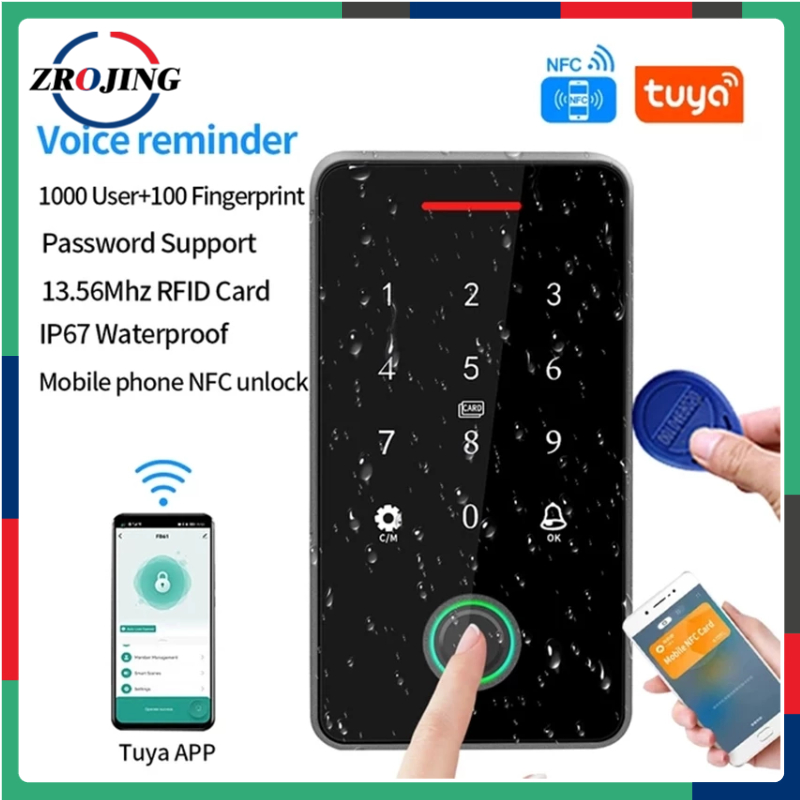 13.56Mhz Rfid Card Keypad Waterproof Tuya APP Door Lock Door Access ...