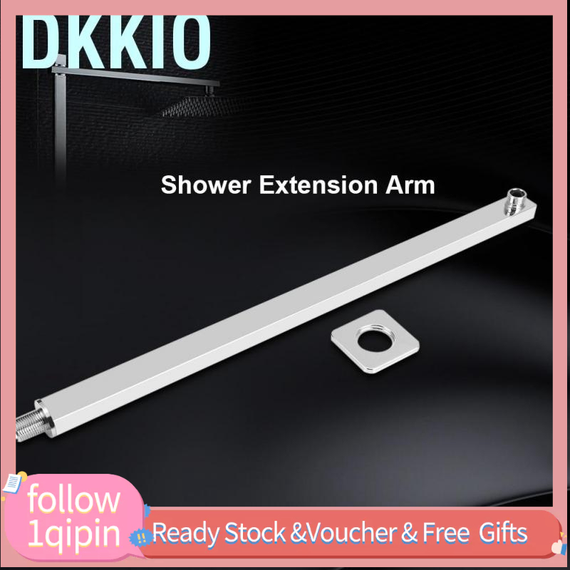 PHASAT Shower Arm Extension With Flange - 15.7 Inch Stainless Steel, Brushed Nickel (1/2" NPT)