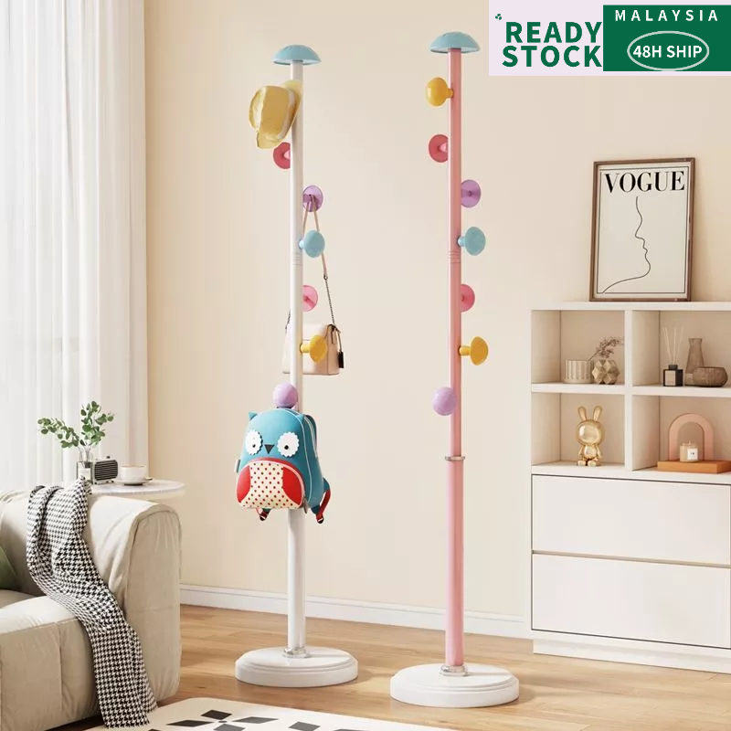 cute kid Floor-to-ceiling slate coat rack hanger color storage rack ...