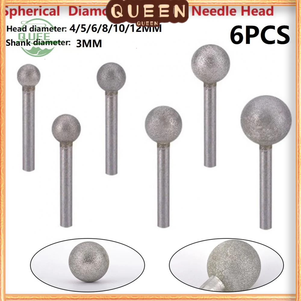 thumbnail image 2 of 5pc 1mm Diamond Ball Mounted Burrs – Rotary Drill Bit Engraver Head For Dremel 2 of 6