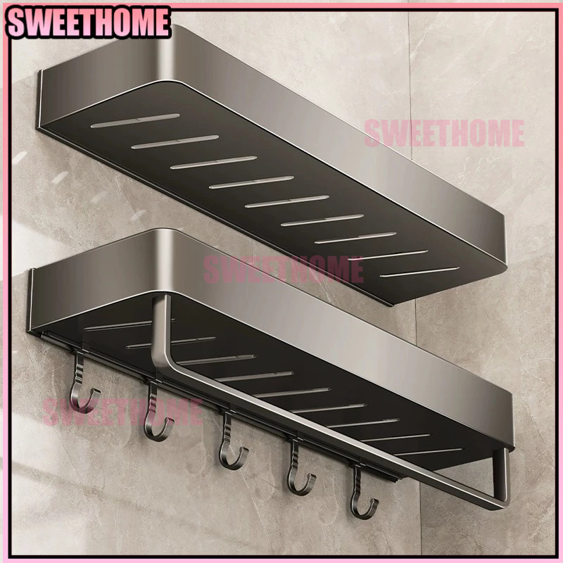 [Ready Stock] Rectangle Bathroom Wall Rack / No Drilling Anti Rust Rack ...