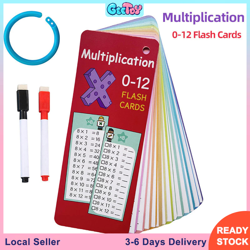 GeeToy 0-12 Times Multiplication/Addition Charts Flash Cards Self Check ...