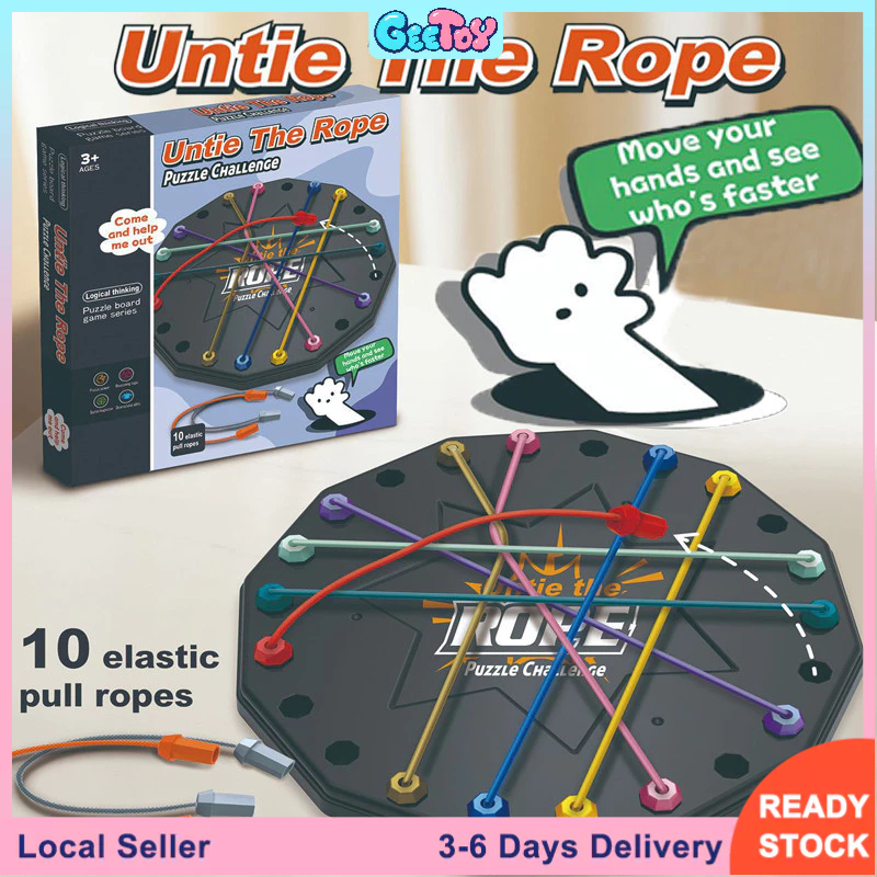 GeeToy Rope Unraveling Challenge Toy, Rope Twisting Game, Brain ...
